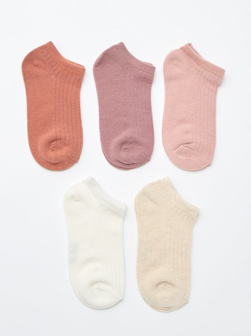 Pack de 5 pares de calcetines de algodón Rosa - Kiabi