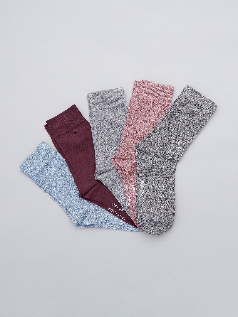Pack de 5 pares de calcetines de algodón torcido NEGRO - Kiabi