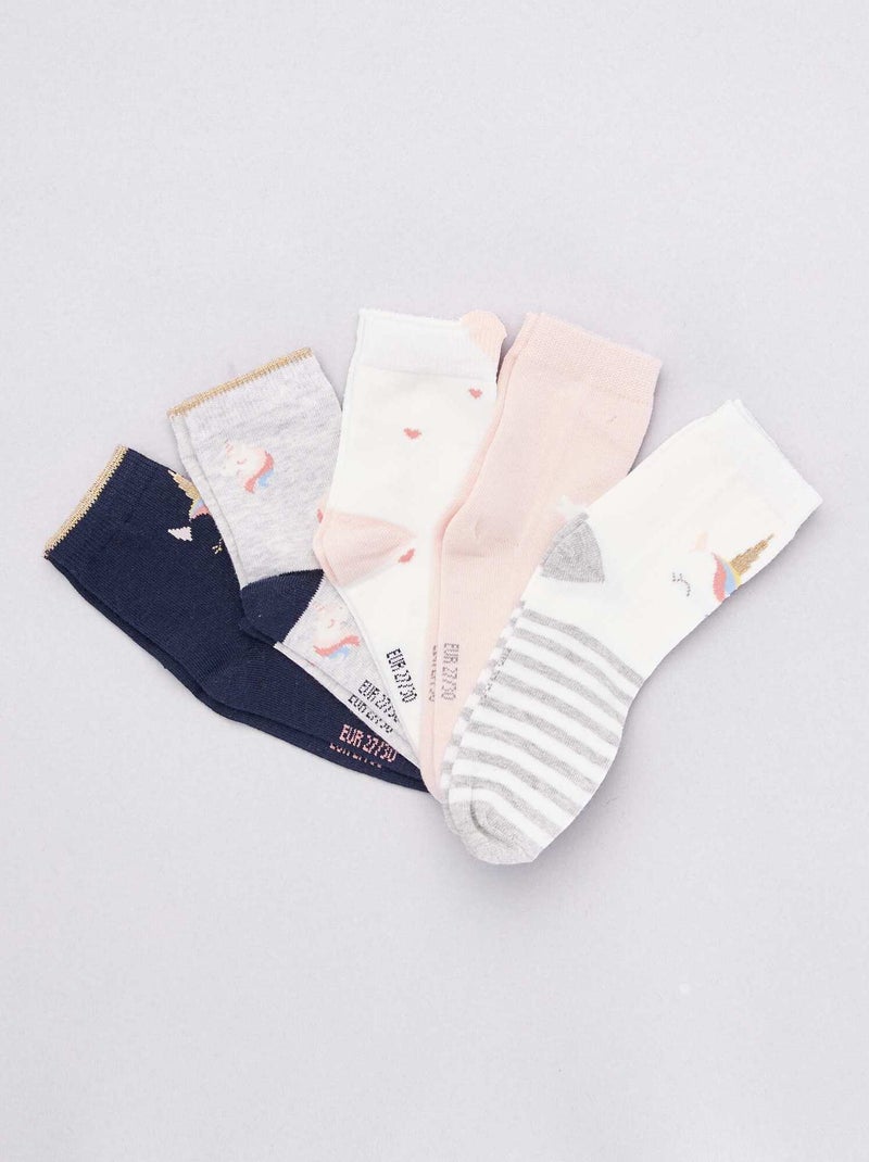 Pack de 5 pares de calcetines de 'animal' AZUL - Kiabi