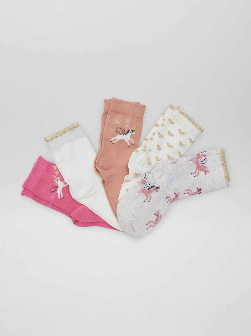Pack de 5 pares de calcetines de 'animal' ROSA - Kiabi