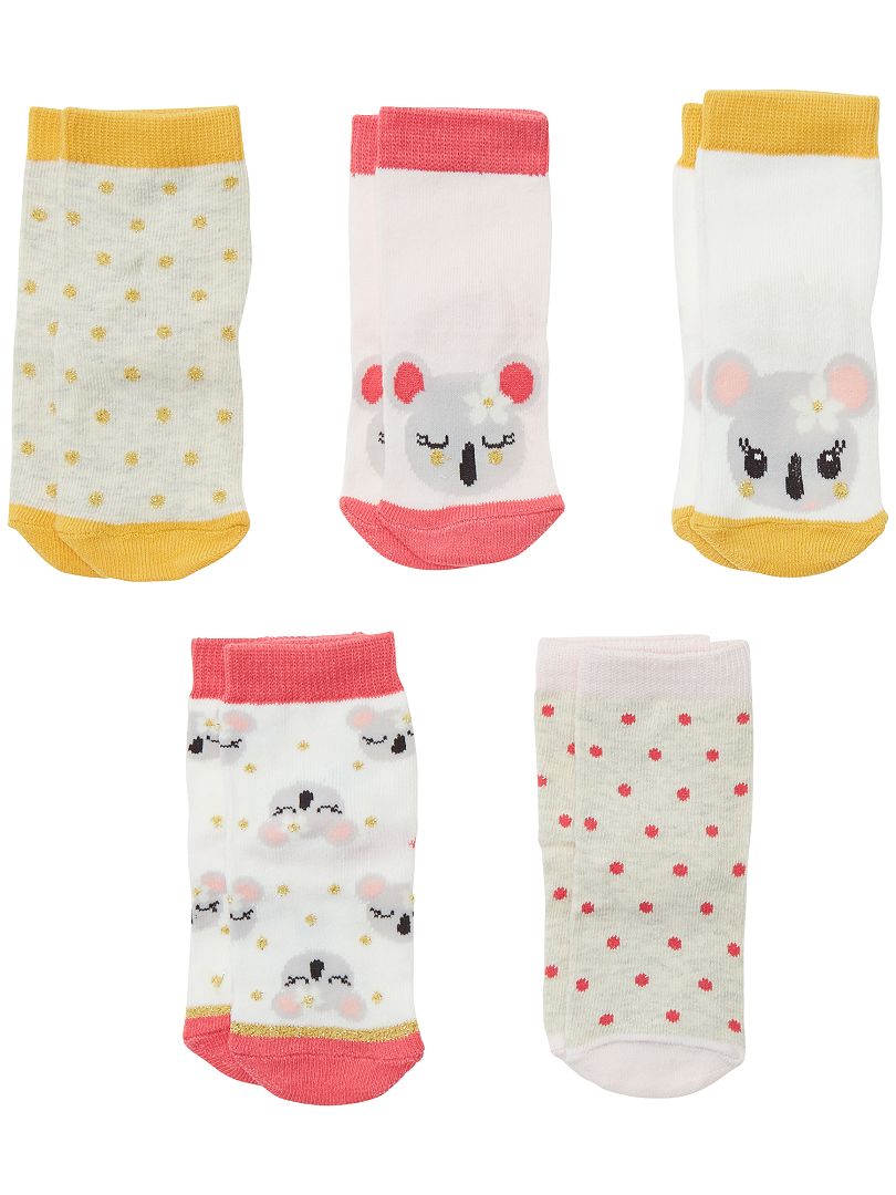 Pack de 5 pares de calcetines de animales BLANCO - Kiabi