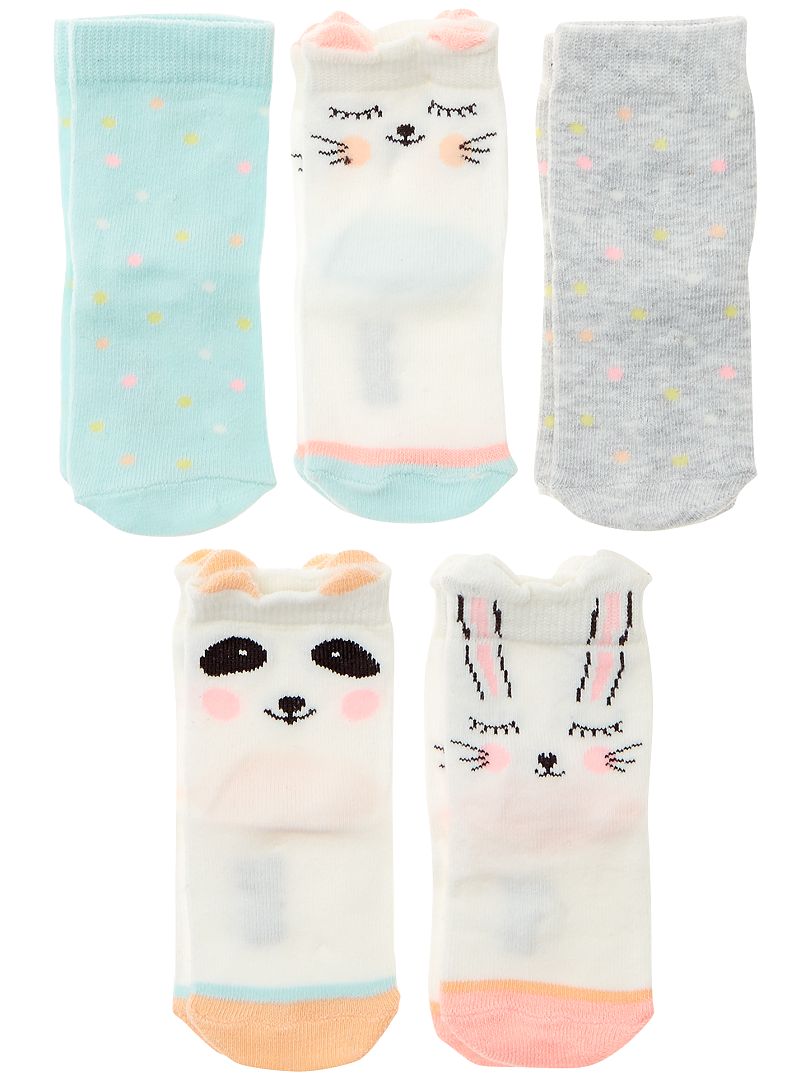 Pack de 5 pares de calcetines de animales conejo - Kiabi