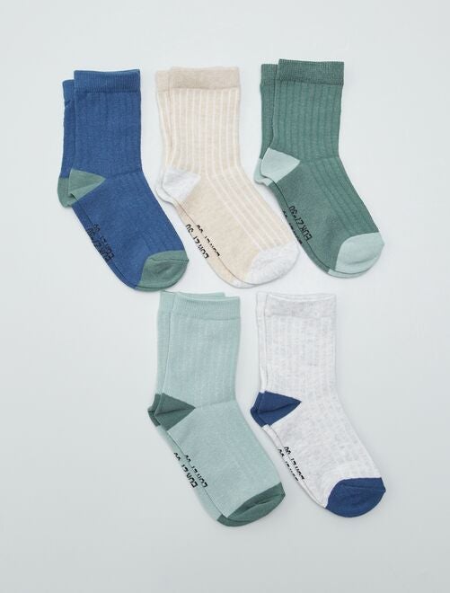 Pack de 5 pares de calcetines de canalé - Kiabi