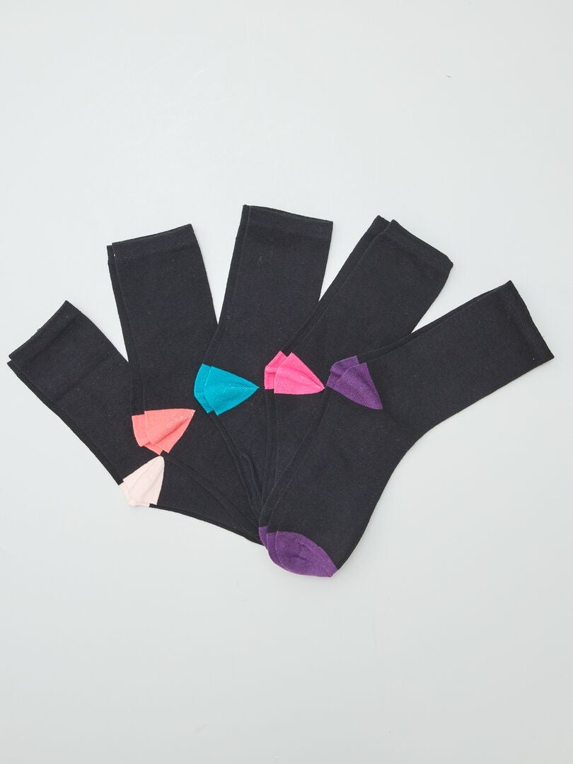 Pack de 5 pares de calcetines de colores NEGRO - Kiabi