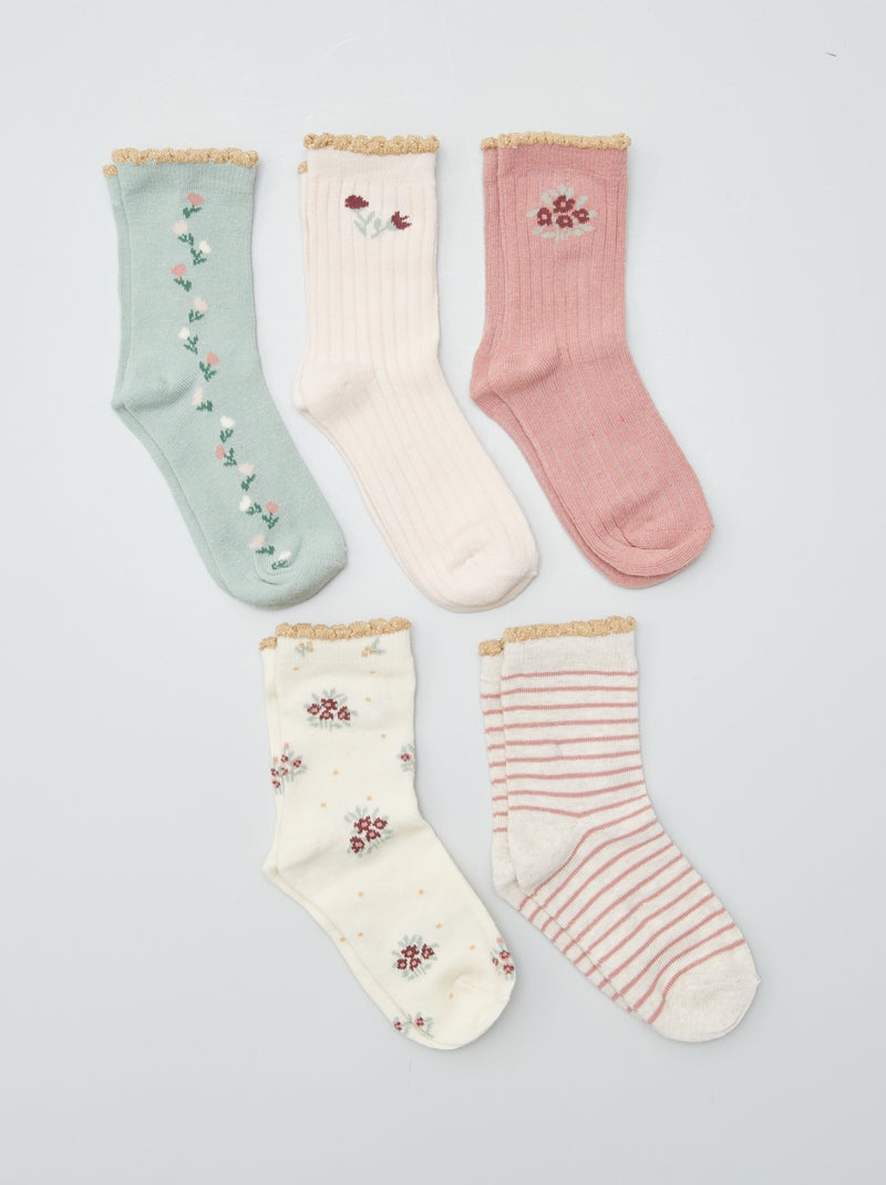 Pack de 5 pares de calcetines de colores VERDE - Kiabi