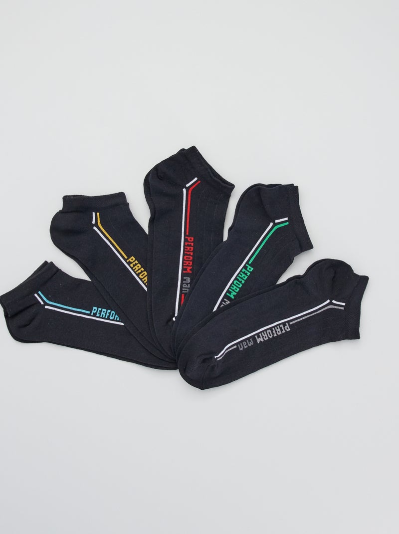 Pack de 5 pares de calcetines de deporte negro - Kiabi