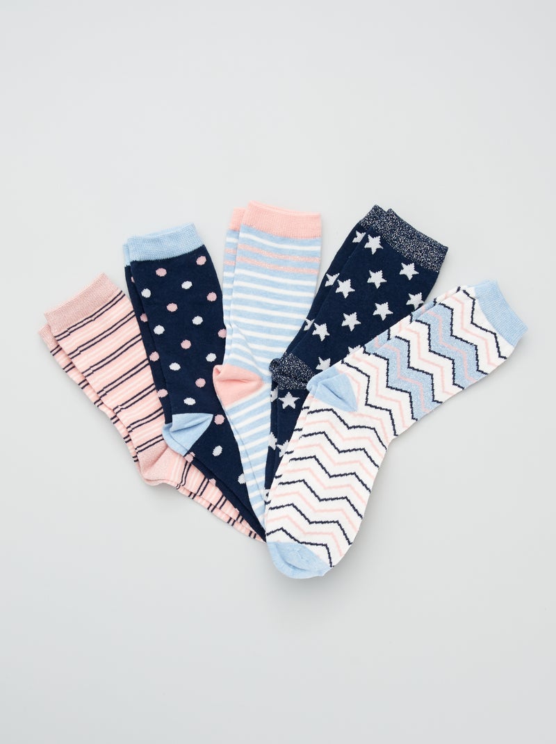 Pack de 5 pares de calcetines de fantasía azul - Kiabi