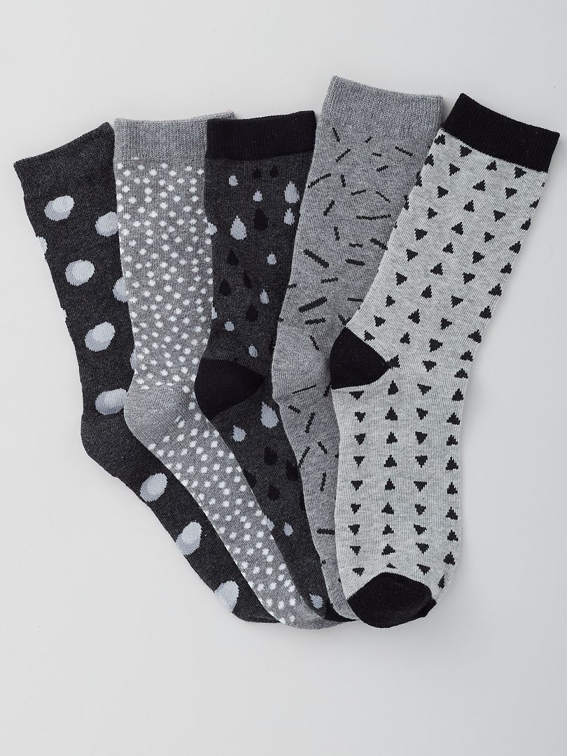 Pack de 5 pares de calcetines de largo medio gris - Kiabi