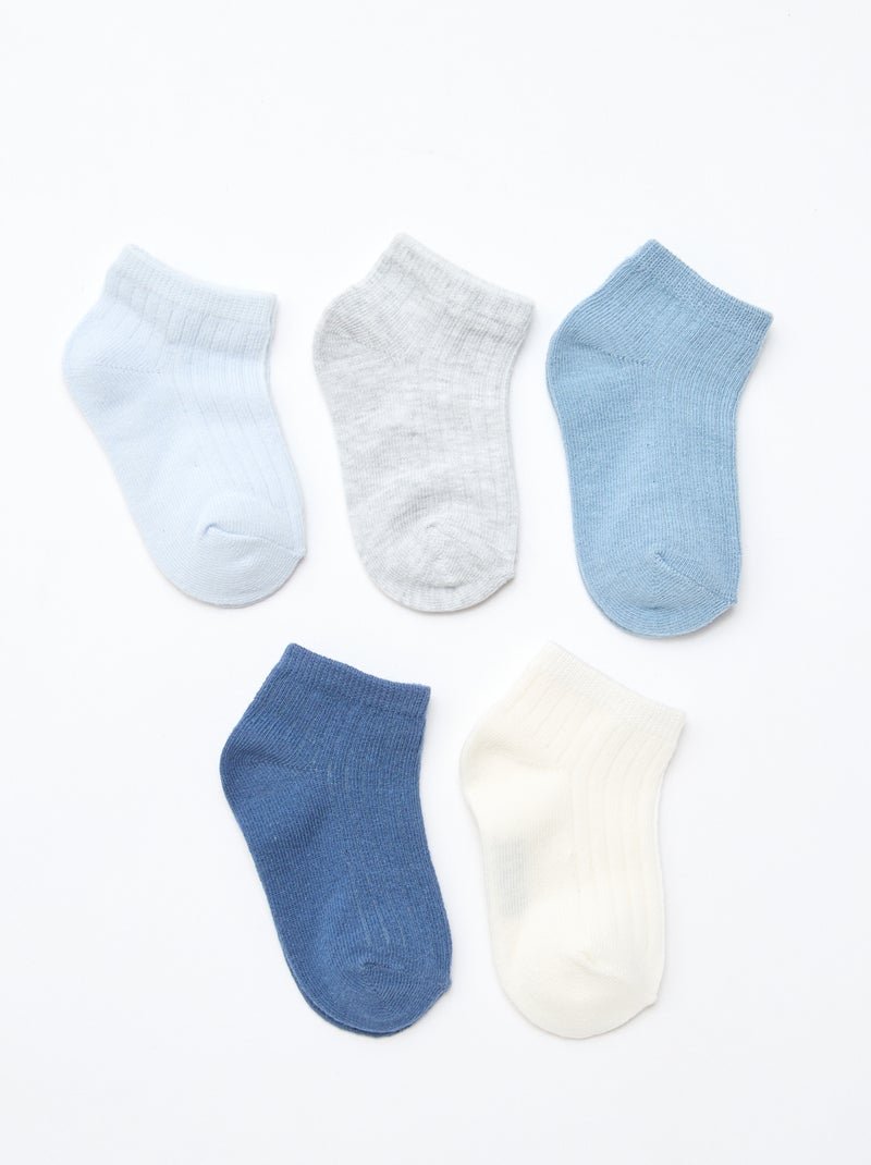 Pack de 5 pares de calcetines de punto acanalado Azul - Kiabi