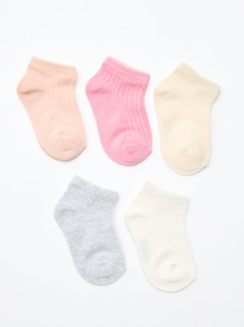 Pack de 5 pares de calcetines de punto acanalado Naranja - Kiabi