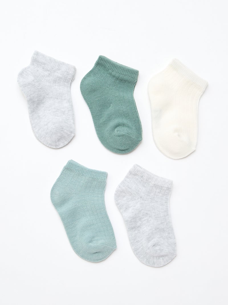 Pack de 5 pares de calcetines de punto acanalado Verde - Kiabi