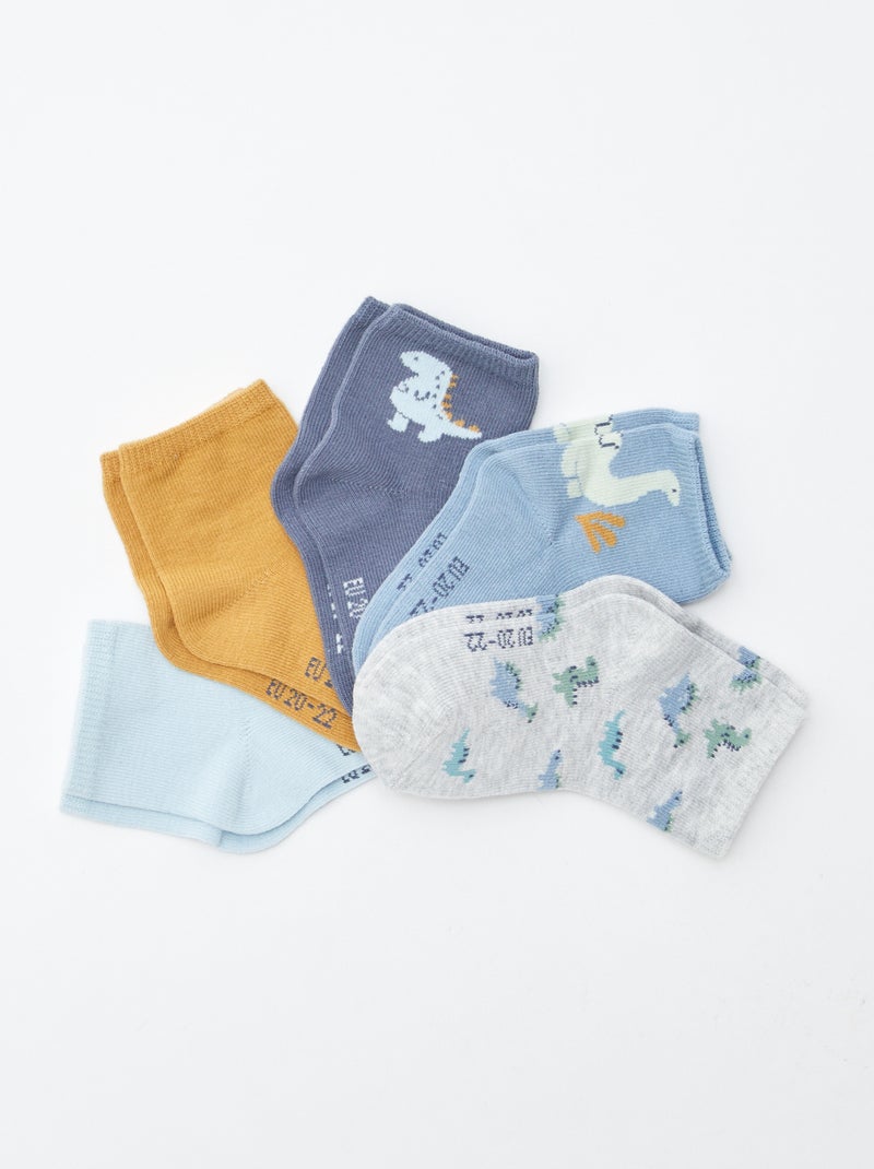 Pack de 5 pares de calcetines de punto elástico Azul - Kiabi
