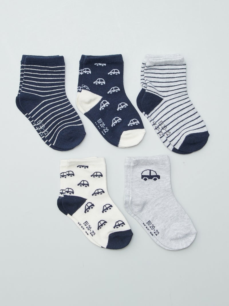 Pack de 5 pares de calcetines de punto elástico GRIS - Kiabi