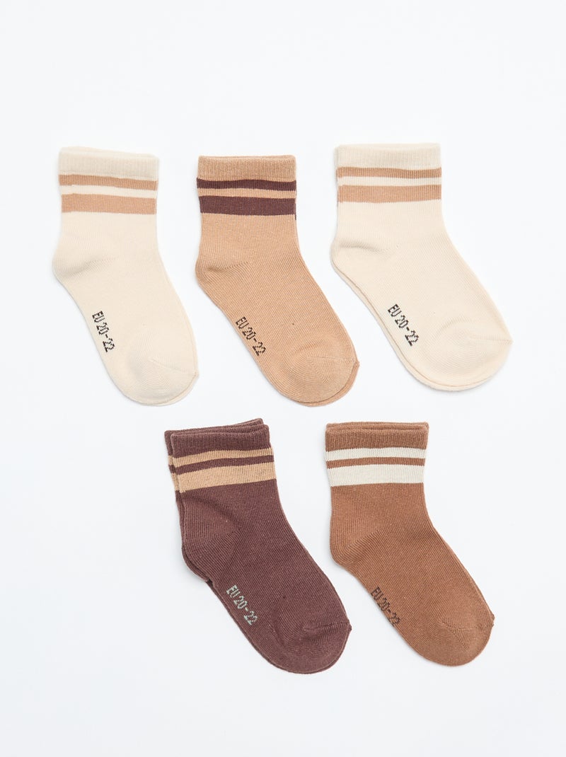 Pack de 5 pares de calcetines de punto elástico Marron - Kiabi