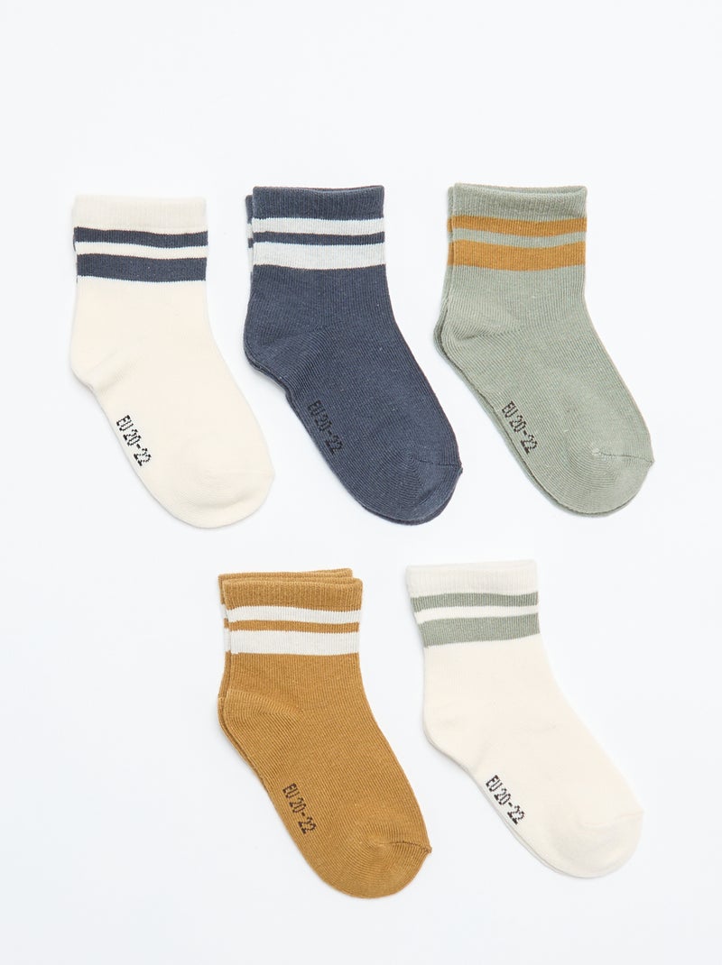 Pack de 5 pares de calcetines de punto elástico Verde - Kiabi
