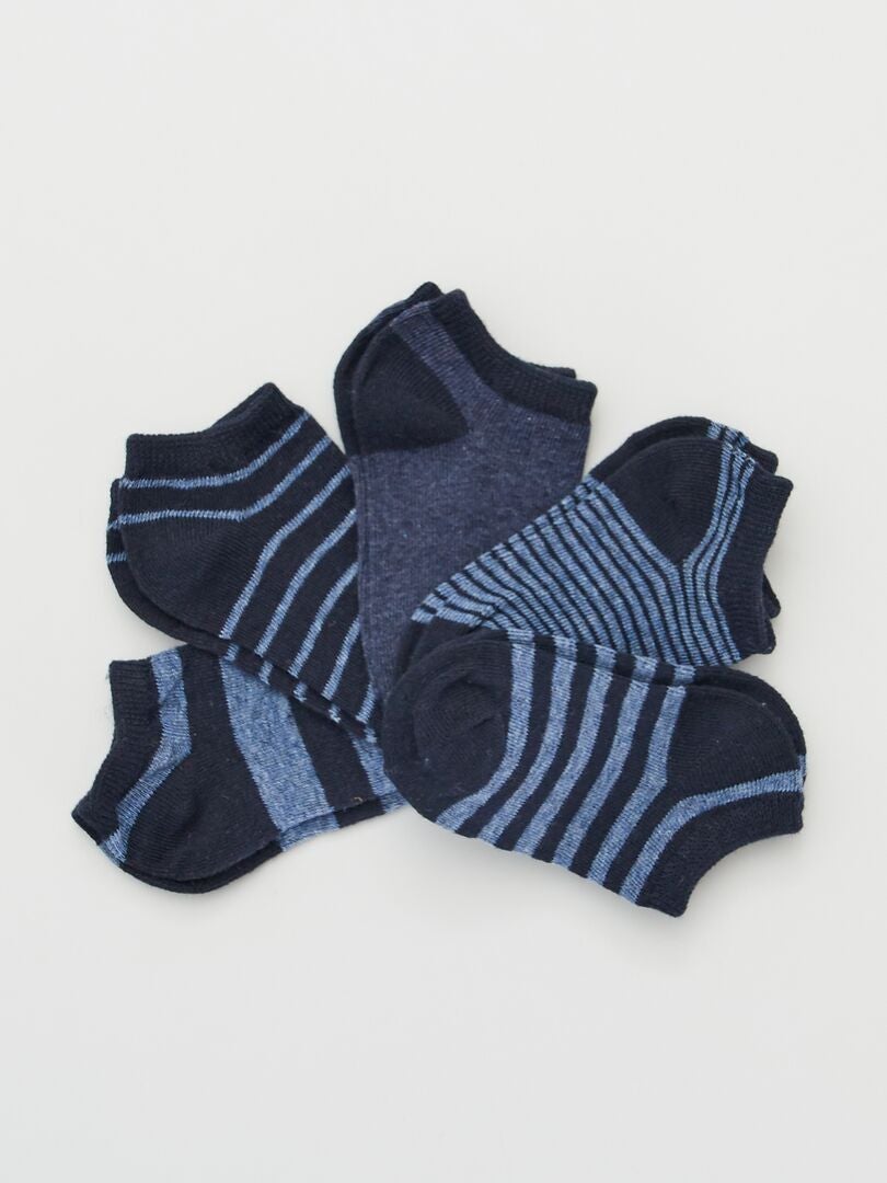 Pack de 5 pares de calcetines de rayas azul marino - Kiabi