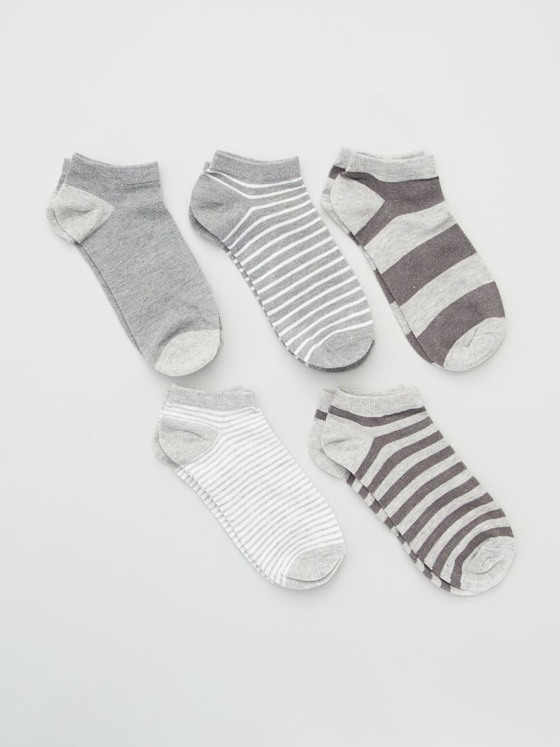 Pack de 5 pares de calcetines de rayas gris - Kiabi