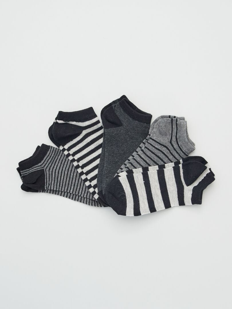 Pack de 5 pares de calcetines de rayas negro - Kiabi