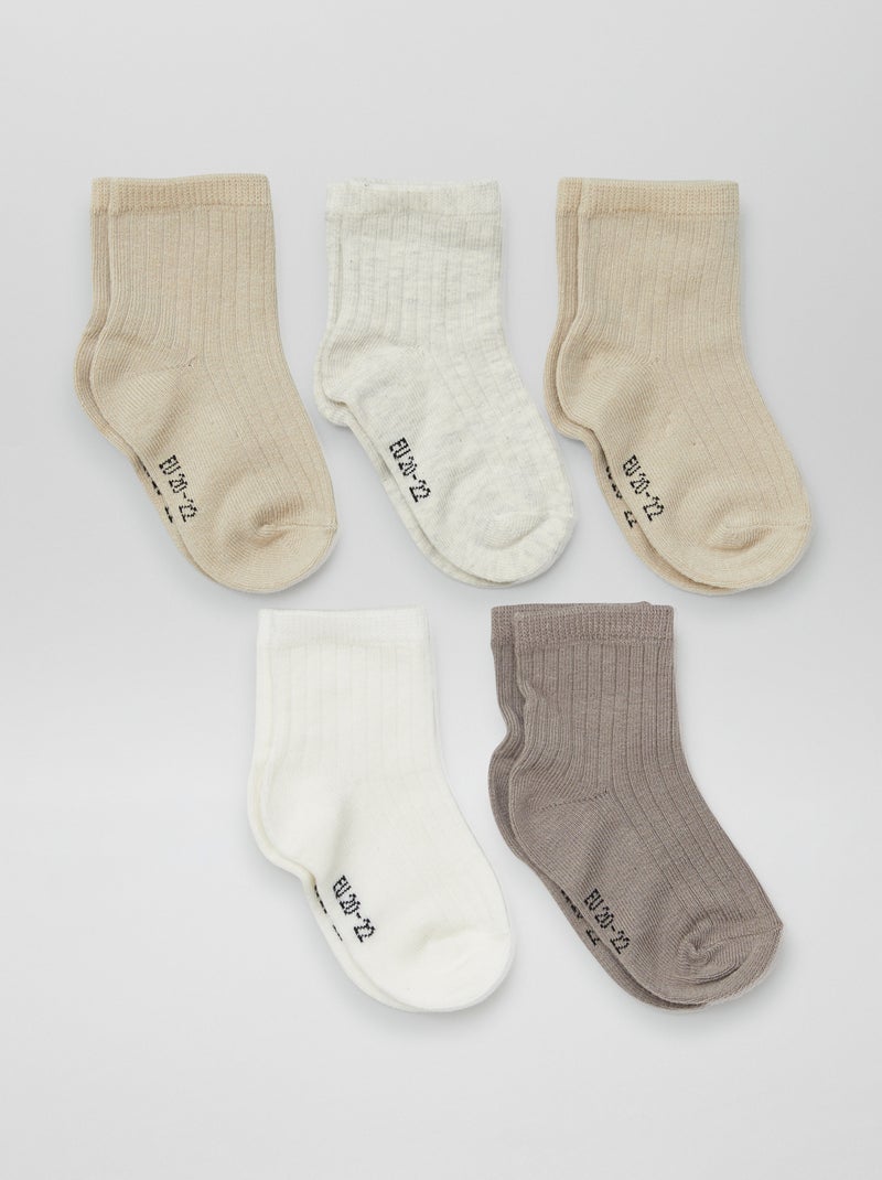 Pack de 5 pares de calcetines de recién nacido BEIGE - Kiabi