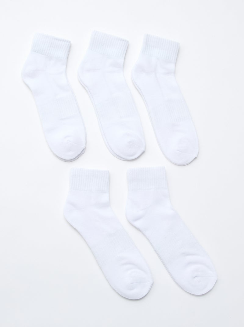 Pack de 5 pares de calcetines deportivos tobilleros Blanco - Kiabi