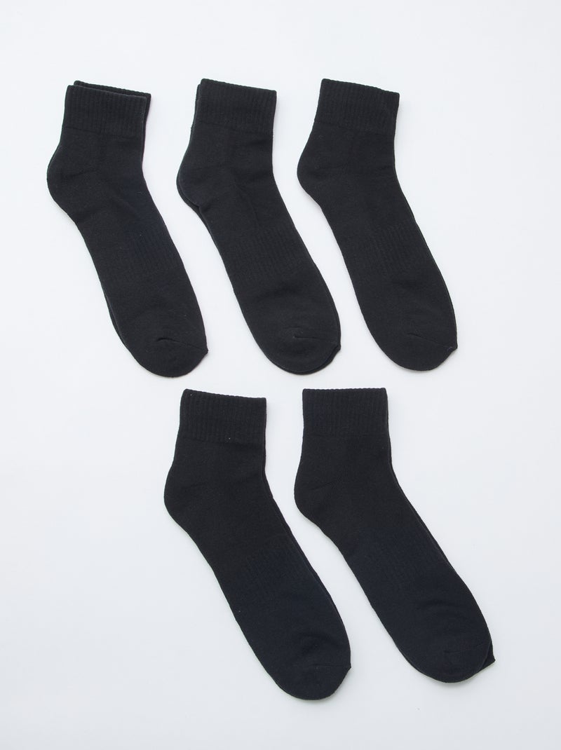 Pack de 5 pares de calcetines deportivos tobilleros Negro - Kiabi