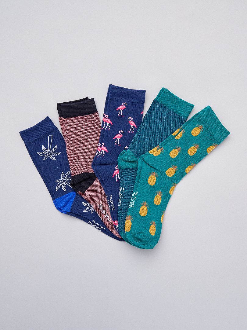 Pack de 5 pares de calcetines divertidos VERDE - Kiabi