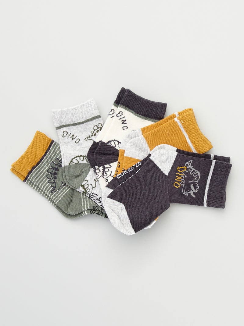 Pack de 5 pares de calcetines estampados AMARILLO - Kiabi