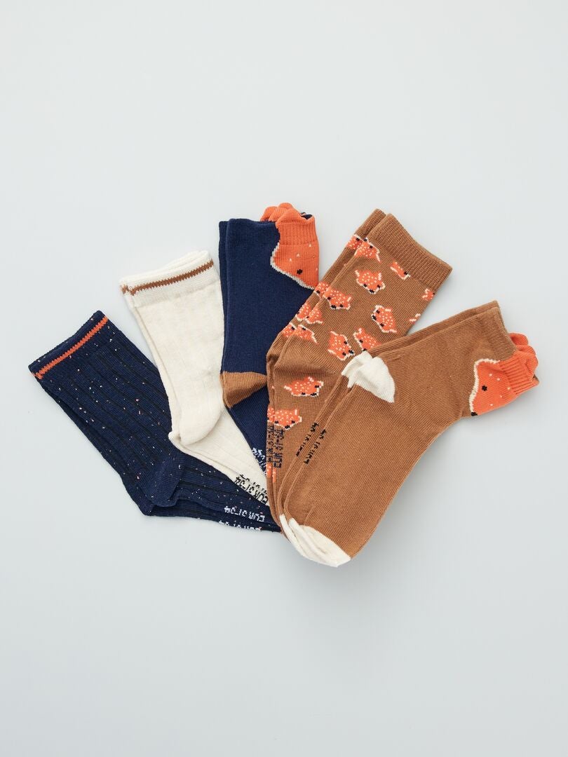 Pack de 5 pares de calcetines estampados AZUL - Kiabi