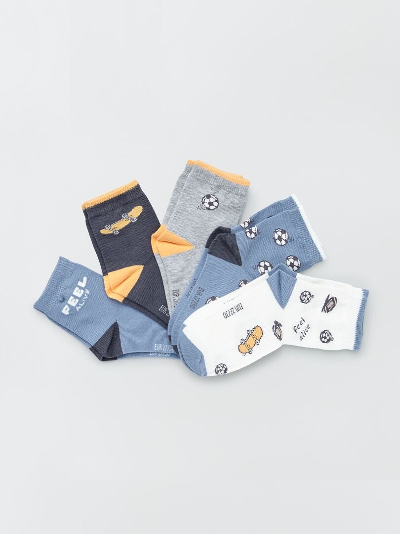 Pack de 5 pares de calcetines estampados AZUL - Kiabi