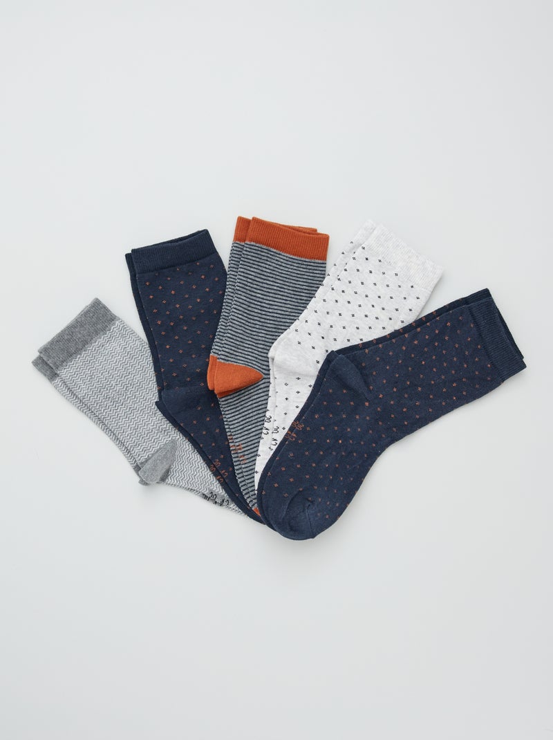 Pack de 5 pares de calcetines estampados AZUL - Kiabi