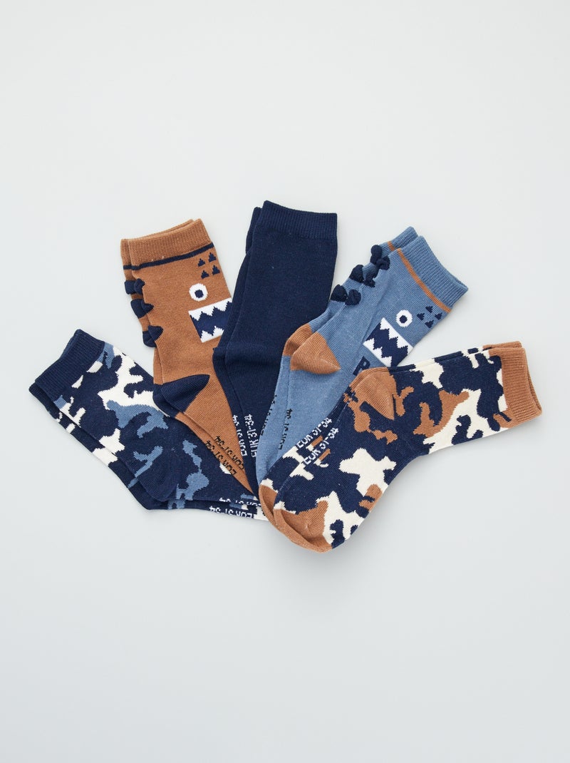 Pack de 5 pares de calcetines estampados BEIGE - Kiabi