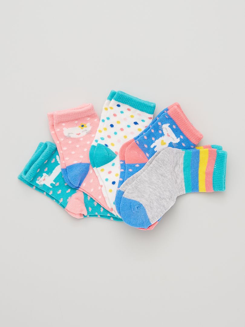 Pack de 5 pares de calcetines estampados BEIGE - Kiabi