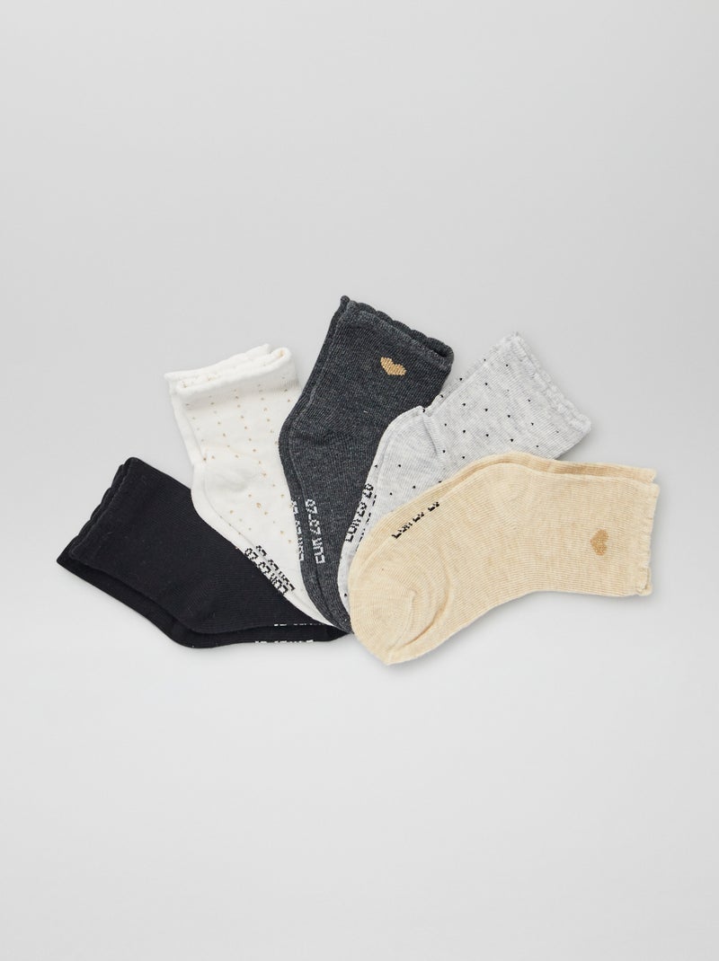 Pack de 5 pares de calcetines estampados BLANCO - Kiabi