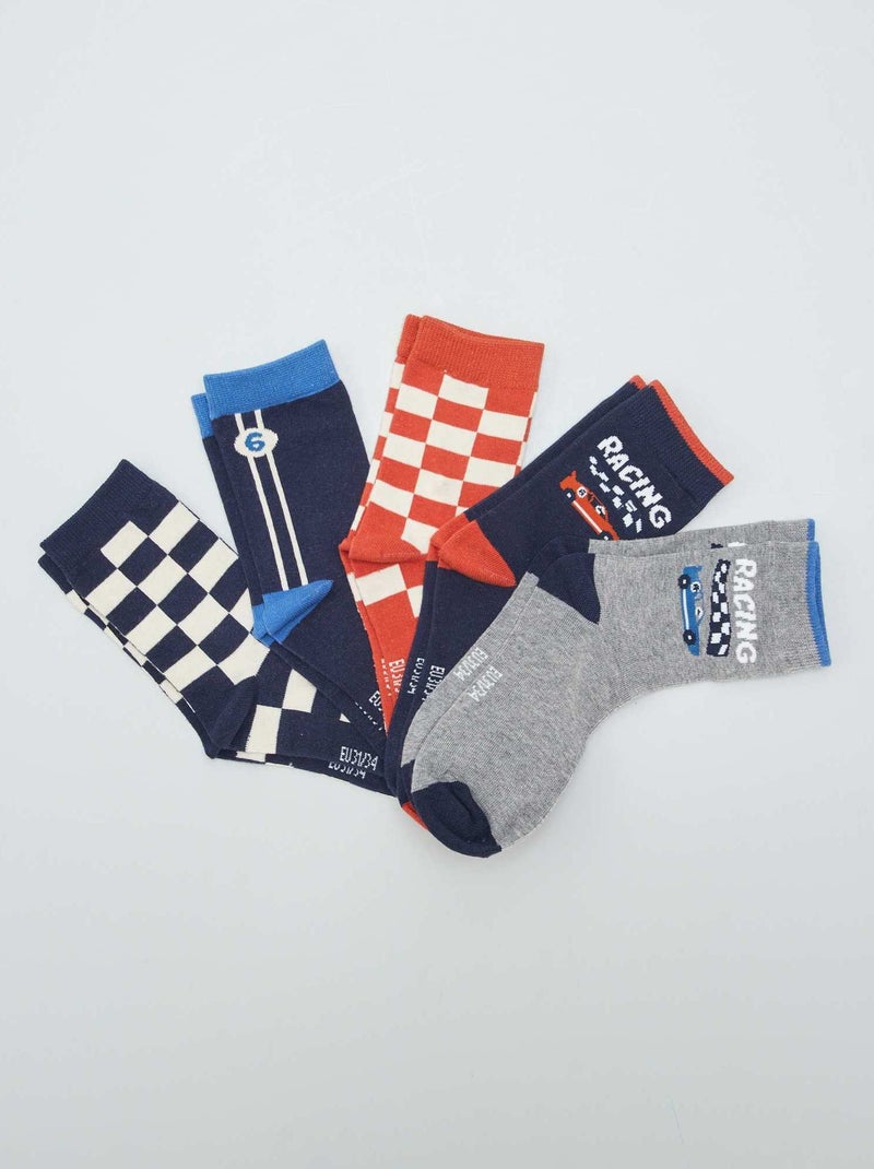 Pack de 5 pares de calcetines estampados GRIS - Kiabi