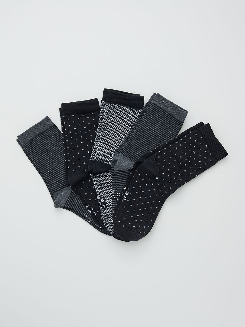 Pack de 5 pares de calcetines estampados GRIS - Kiabi