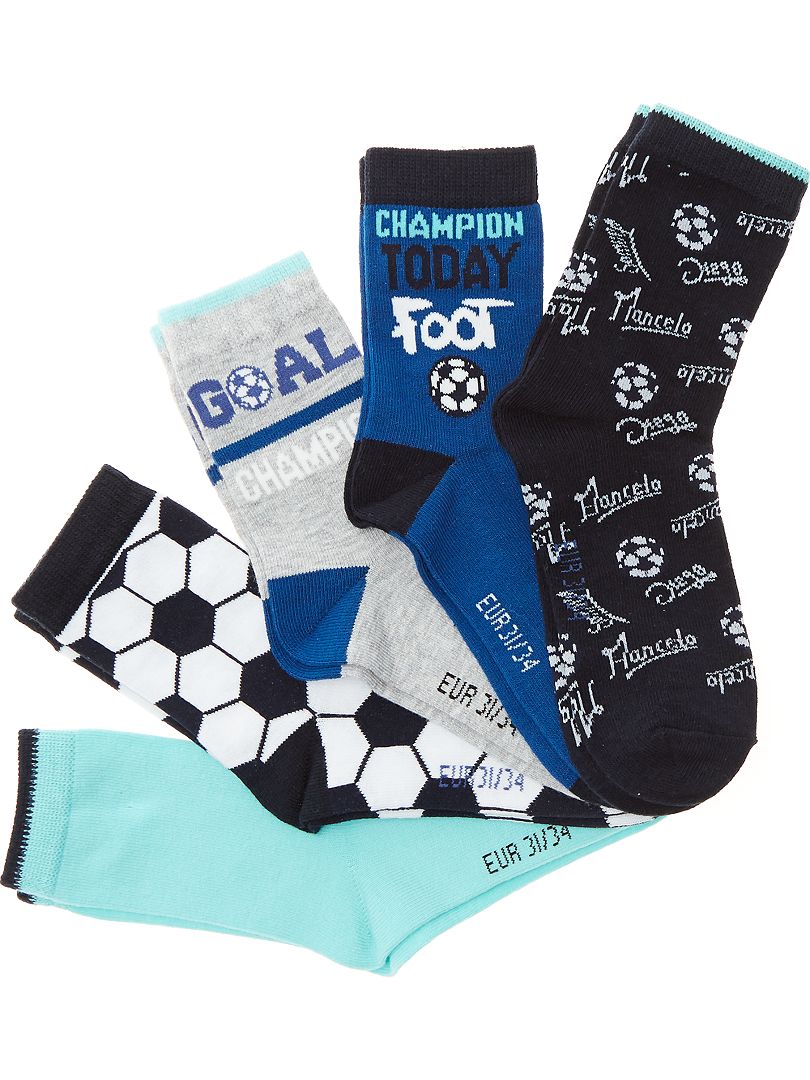 Pack de 5 pares de calcetines 'fútbol' azul/gris - Kiabi