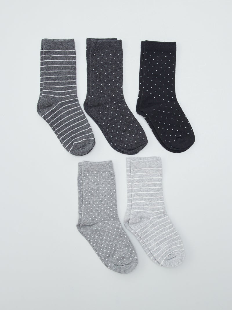 Pack de 5 pares de calcetines GRIS - Kiabi
