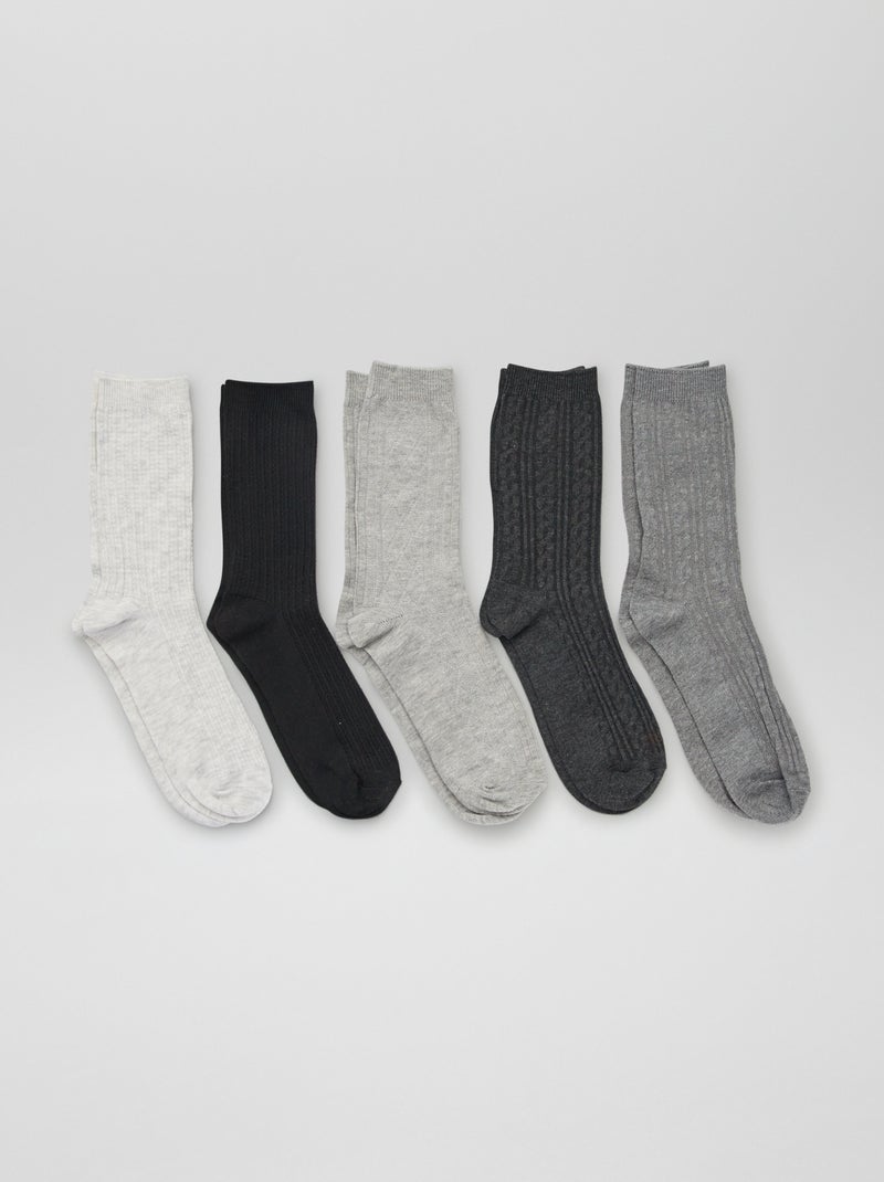 Pack de 5 pares de calcetines GRIS - Kiabi