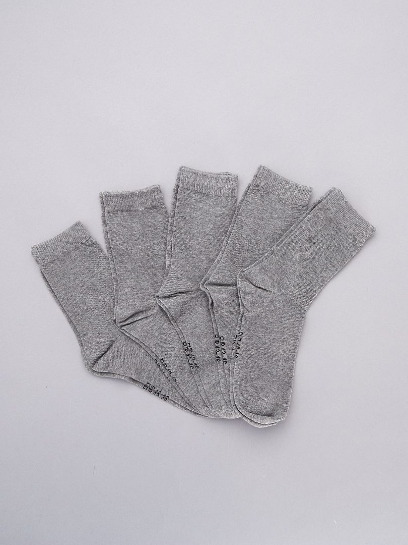 Pack de 5 pares de calcetines GRIS - Kiabi