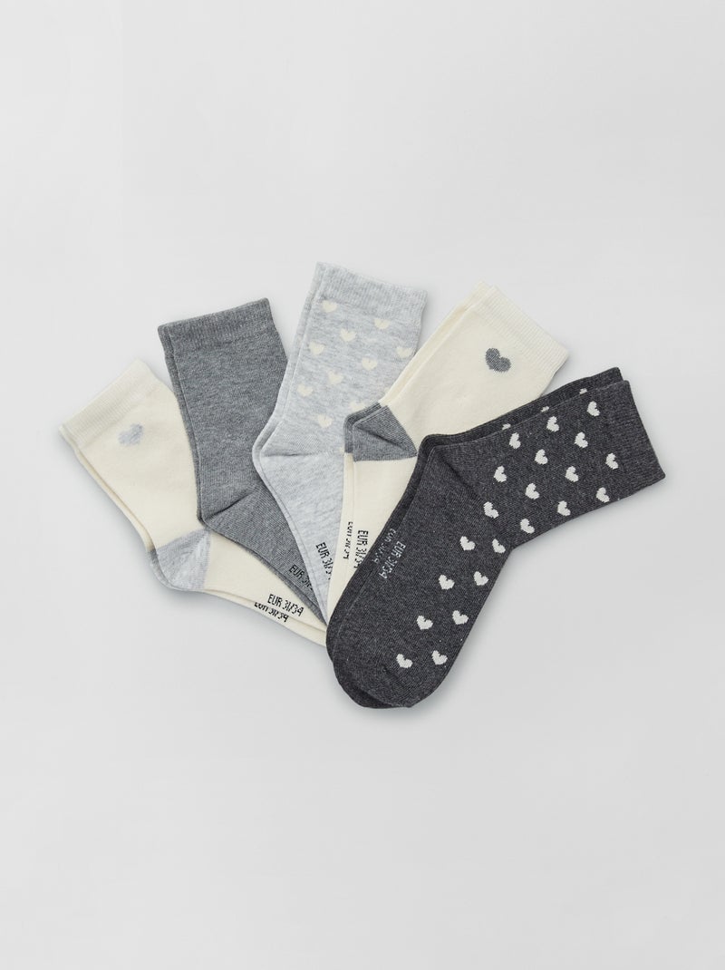 Pack de 5 pares de calcetines GRIS - Kiabi