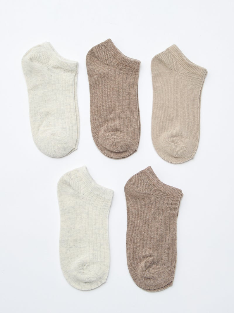 Pack de 5 pares de calcetines invisibles Beige - Kiabi