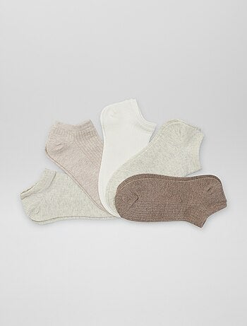 Pack de 5 pares de calcetines invisibles de mujer de algodón