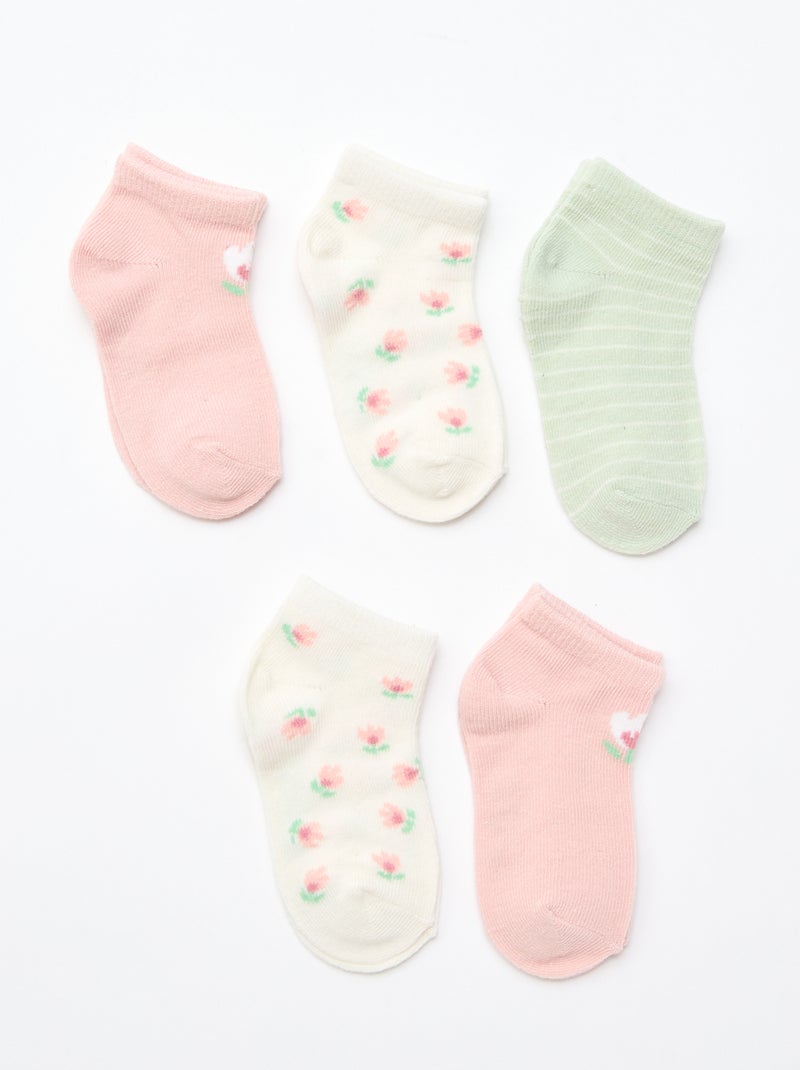 Pack de 5 pares de calcetines invisibles Rosa - Kiabi