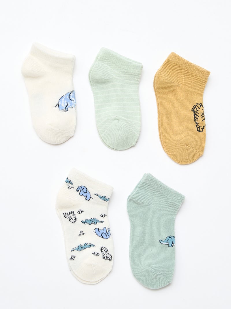 Pack de 5 pares de calcetines invisibles Verde - Kiabi