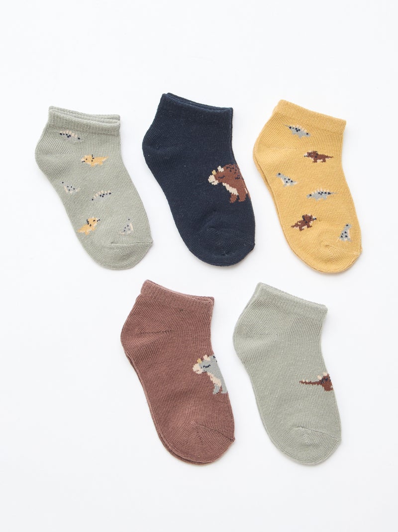 Pack de 5 pares de calcetines invisibles Verde - Kiabi