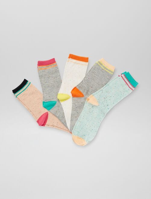 Pack de 5 pares de calcetines jaspeados - Kiabi