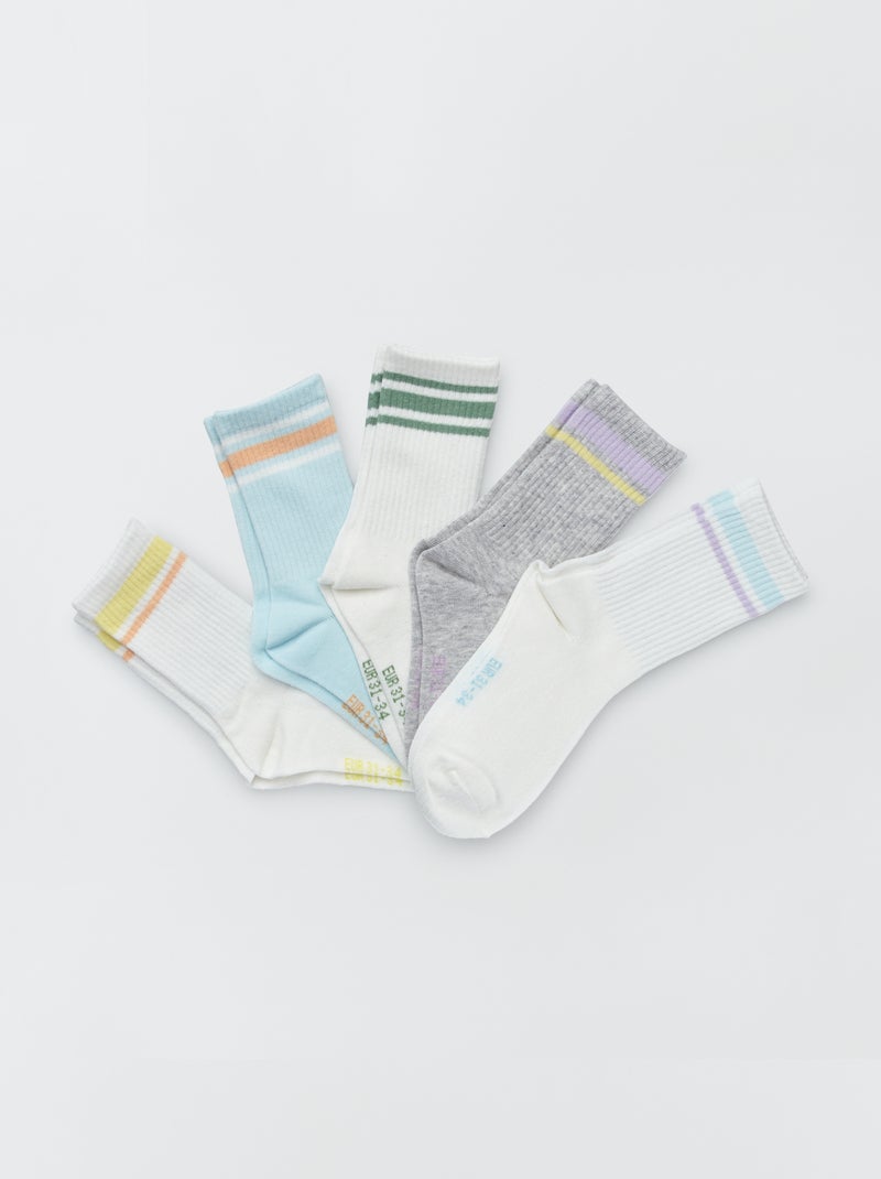Pack de 5 pares de calcetines largos AZUL - Kiabi
