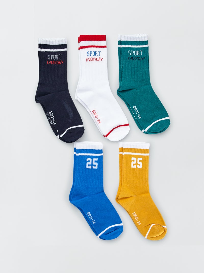 Pack de 5 pares de calcetines largos AZUL - Kiabi