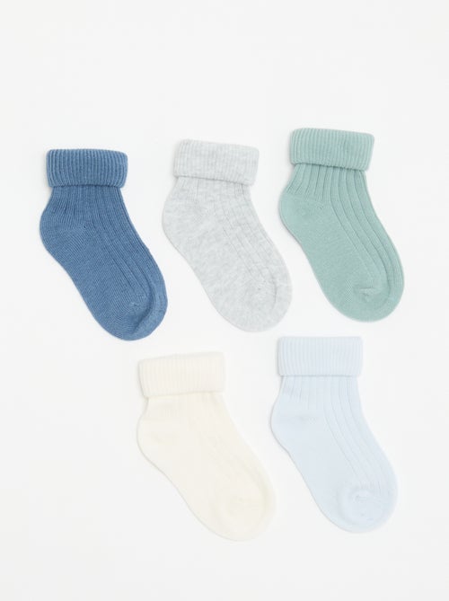 Pack de 5 pares de calcetines lisos - Kiabi