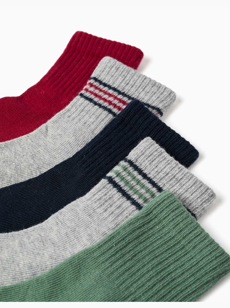 Pack de 5 pares de calcetines lisos/a rayas Multicolor - Kiabi